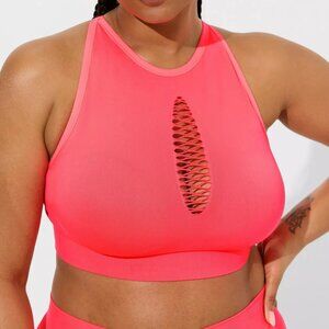 Torrid Bralette 00X Medium-Neon Bra High Neck XO Strappy Cleavage Adjustable New